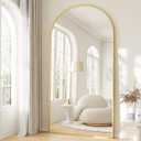 Oversized Full Length Mirror, 38"x77" Large Arched Floor Mirror Full Length with Stand, Room Decor Big Full Body Mirror with HD Tempered Glass Aluminum Frame for Bedroom Living Room, Gold