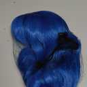 Short Bob Wavy Wig with Bangs for Women Loose Curly Shoulder Length Synthetic Cosplay Wig Bob for Girl Colorful Costume Wigs (Blue)