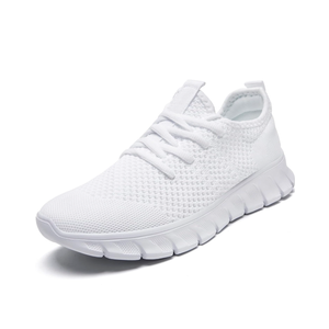 Men Running Tennis Shoes Gym Fashion Sneakers Walking Workout Shoes Athletic Slip on Breathable Mesh Comfortable Lightweight Casual Sport Shoe, size 45, White