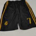 Madrid Ronaldo #7 Special Gold Black Dragon Edition Football Soccer Kids Jersey Shorts Youth Sizes, Black, XL
