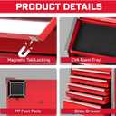Geinxurn 5-Drawer Rolling Red Tool Box, Heavy Duty Micro Roll Cab Steel Stackable Tool Chest with Lockable Drawers, Large Capacity Tool Cabinet for Garage, Workshop, Truck