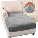 H.VERSAILTEX Stretch Chenille Chaise Cover Thick Soft Sectional Couch Covers All Seasons Universal Cushion Covers for Couches and Sofas (Chaise Cushion Cover, Bluish Grey)