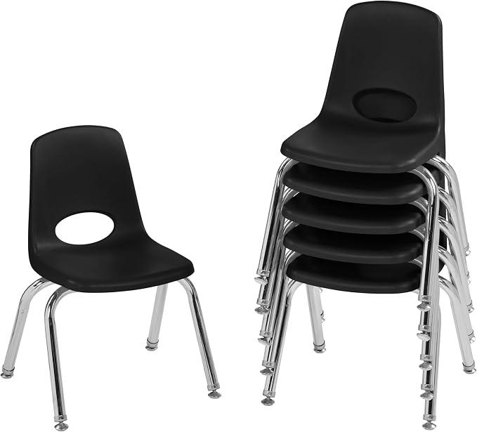 School Stack Chair with Swivel Glides, Black, 6-Pack