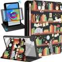 for Samsung Galaxy Tab A7 Lite Case 8.7 Inch Folio Cover with Pencil Holder Women Kids Cute Girls Girly Kawaii Cartoon Cat Unique Design Rotating Stand for Samsung Tablet A7 Lite Cases