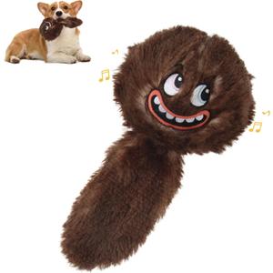 PETGEEK Interactive Squeaky Dog Toy, Upgraded Automatic Moving Vibrating Dog Ball with Plush Cover, 900mAh Rechargeable Bouncing Ball with Recording Music Mode, Crinkle Dog Toy for Pet Boredom, Brown Brown-Upgraded 900mAh