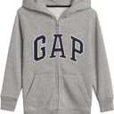 GAP Boys' Logo Hoodie Hooded Full Zip Sweatshirt (Medium, Lt Heather Grey)