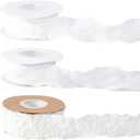 3 Rolls 3 Style 29.84 Yards White Ruffle Edge Chiffon Plaid Ribbon Double Ruffled Gingham Spring Flower Pattern Fabric Ribbons Set for Sewing Making Crafts Wedding Bouquets Gift Wrapping Diy