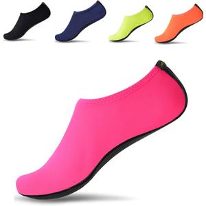 JACKSHIBO Water Shoes for Women Men Swim Shoes Water Socks for Cruise Essentials Swimming Aqua Beach Pool Yoga Surf,  Pure Pink) Small