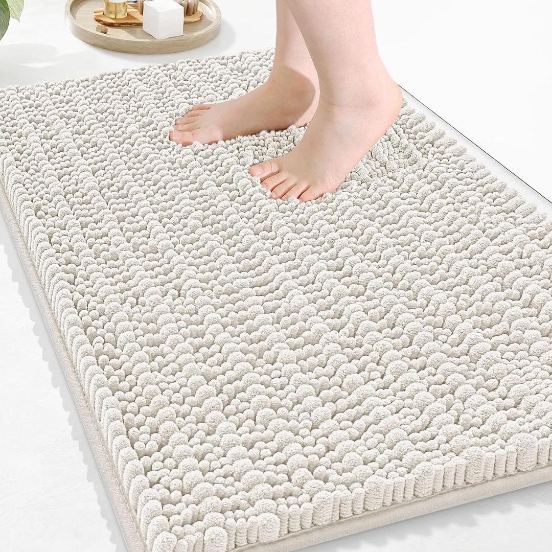 Arotive Luxury Bathroom Rugs 36x24, Extra Soft Thick Absorbent Shaggy Chenille Bath Rugs, Non-Slip Machine Wash Dry, Bath Mats for Bathroom Floor, Tub and Shower, Home Decor Accessories, Ivory