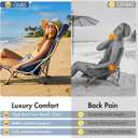 Portal High Back Beach Chair for Adults - Heavy Duty 350 lbs Folding Portable Sand Chair with Cup Holder & Side Pocket, Breathable Mesh Tall Camping Chair with Rotating Feet for Outdoor Travel Blue