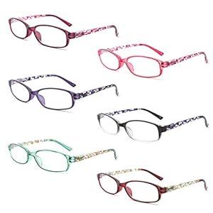 IVNUOYI 5 Pack Reading Glasses Blue Light Blocking,Fashion Ladies Spring Hinge Readers with Pattern Print,Anti Glare UV Eyeglasses for Women 1.5