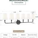 Bathroom Light Fixtures, 42 Inch Matte Black Vanity Lights with Flared White Fabric Shade, 6-Light Wall Sconce, Modern Sconces Wall Lighting for Hallway Bedroom, VL837-MB-6