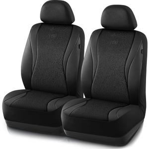 Skechers Car Seat Covers,Leather Seat Covers with GOGA Mat Technology,Waterproof Car Seat Covers Front Seats,Airbag Compatible,Comfort Universal Fit for Most Cars,Vans,Trucks,SUVs,Black