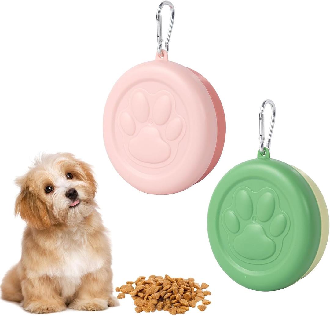 SLSON 2Pack Dog Treat Pouch Pet Food Container for Travel Walking Training Trips Puppy Treats Storage Bag Holders for Leash with Carabiners
