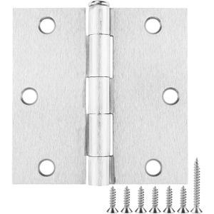 30 Pack Square Door Hinges Satin Nickel 3.5" x 3.5 Inch Brushed Nickel Door Hinges,3 1/2" Interior Door Hinge Square Corners 3 " Silver Iron Residential Hinges for Doors Bedroom Security Hardware