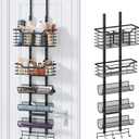 Consumest 6-Tier Hair Tool Organizer - Hair Dryer Holder Over The Door/Wall Mounted DIY Adjustable Shelf Bathroom Door Organizer with Hook for Curling Iron/Blow Dryer/Straightener Black