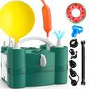 LooLaa Balloon Pump 3-in-1 Triple Inflating Ports Electric Air Pump for All Latex 260q Foil Mylar Balloons Inflation, Quick-Fill Inflator Deflator for Pool Floats Air Beds Inflatables-Green