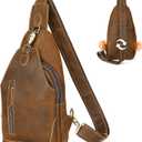 NIUCUNZH Genuine Leather Crossbody Sling Bag Handmade Classic Vintage Shoulder purse daypack Backpack