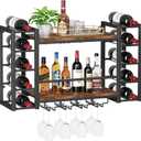 Homeiju Wall Mounted Wine Rack for 10 Bottles, Metal Wine Shelf Storage with Top Enclosure, Heavy Duty Black Bar Decor for Home, Kitchen, Bar (31.7" W x 9.8" D x 19.7" H)