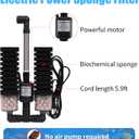 AQUANEAT Aquarium Electric Sponge Filter for Fish Tank, with Pump, with 2 Extra Sponges, Large up to 55Gal