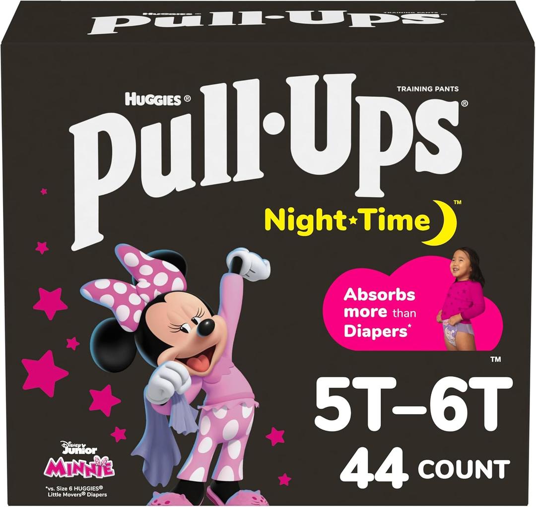 Pull-Ups Girls' Night-Time Potty Training Pants, Size 5T-6T Overnight Training Underwear (46-60 lbs), 44 Ct Pull-Ups Girls' Night-Time Potty Training Pants, Size 5T-6T Overnight Training Underwear (46-60 lbs), 44 Ct