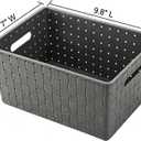 Bekith 9 Pack Woven Plastic Storage Basket, Organizing Pantry Storage Bins for Toys, Accessories, Bedroom, Classrooms, Office, School, 9.8" L x 7" W x 4.4" H, Grey