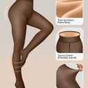 OEAK Womens Fleece Lined Tights Fake Translucent Pantyhose Thermal Opaque High Waisted Winter Legging Footed Sheer Tights (XL)