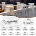 APONUO Solar Post Cap Lights 12 Pack - 4x4 5x5 6x6 Fence Post Lights, Auto On/Off, Waterproof IP64, 2-Mode (Warm/Cool White), Deck Patio Yard Solar Light for Wood & Vinyl Posts, White