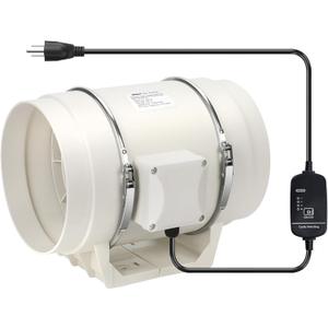 8 Inch Inline Duct Fan Pipeline Pressurization Ventilation Exhaust Fan with Speed Controller 720 CFM Duct Intake High Efficiency Air Fan Copper Motor for Bathroom Grow Tents Hydroponics