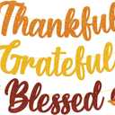 Thankful Grateful Blessed Banner Thanksgiving Harvest Party Decorations Autumn Maple Leaves Fall Theme for Men Women Friendsgiving Turkey Day Party Supplies
