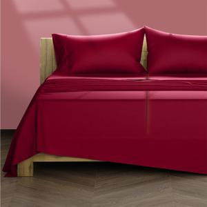 TEXAS LINEN CO. Egyptian Cotton Split King Sheet Set - Texan Talkin' Collection 600 Series 5 PC Sheets for Adjustable Bed (Burgundy), Extra Long Staple, Luxury Hotel Sheets, 16" Deep Pocket Bedsheet