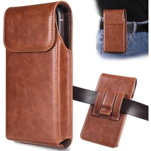 Holster for Galaxy S25 Ultra S24 Ultra S23 Ultra 5G Note 20 Ultra 5G Note 10+ Plus 5G, Premium Leather Pouch with Belt Clip Phone Holster Belt Case, Brown - XL