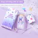 2 x Birthday Gifts for 4 5 6 7 8 9 10 11 12 Year Old Girls Monogrammed Initial Glass Cups,16oz Glass Cups with lid and straw, Personlized Valentine Mermaid Gifts for Kids Girls Purple K