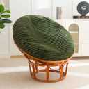 HIGOGOGO Papasan Chair Cushion with Thick Corduroy Cover (Without Chair), Supportive Cushion, Green, 48 x 48 Inch