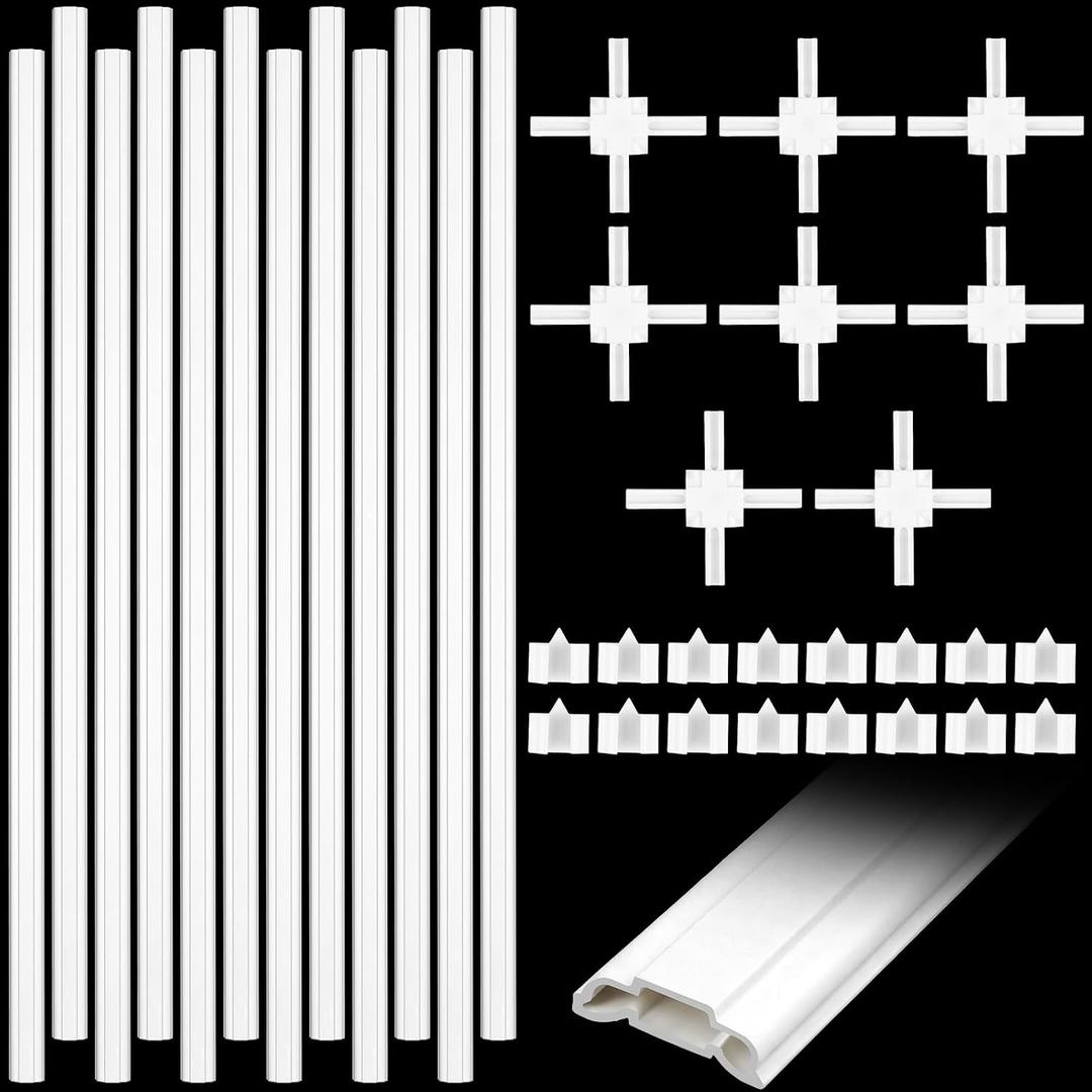 12 Pcs 24" Plastic Window Grille Inserts White Window Grid Kit Include Grid Connectors and Fasteners for for Installing Decorative Grilles Layouts Home