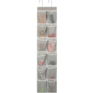 Over the Door 12 Pocket Hanging Shoe Organizer, Gray