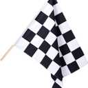 SmoothNovelty 36x36 Inch Checkered Racing Flag with 48" Pole - Auto Racing Sports Flags for Track Events, Athletic Competitions, Outdoor Sports, Polyester with Reinforced Edges(Classic)