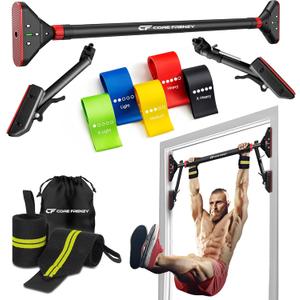 Pull Up Bar for doorway With Resistance Bands, No Screw Installation, Chin Up Bar for Upper Body Workout & Exercise, 29.9"-37.5" Adjustable Width Locking Mechanism, Max weight Hold 880 lbs