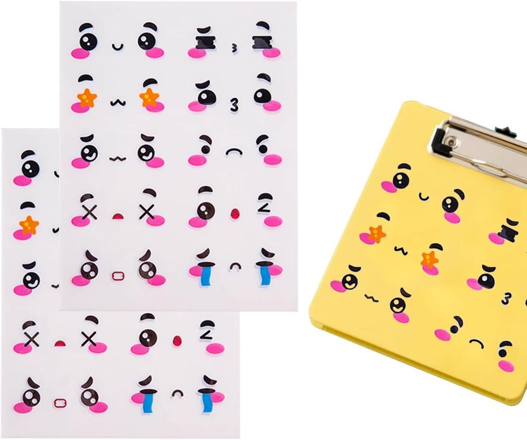 10 Sheet Colorful Cartoon Face Expression Stickers Assorted Funny Eyes Mouth Designs for Water Bottles Suitcases Notebooks DIY Crafts Party Supplies Decorations
