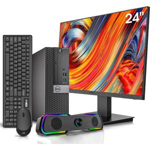Dell OptiPlex 5050 Desktop Computers with 24" Monitor PC Bundle,Intel i7-6700 3.4GHz,32GB DDR4 Ram New 512GB M.2 NVMe SSD,Intel AX200 Built-in WiFi 6,Bluetooth 5.2,HDMI,Windows 11 Pro