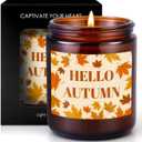 Autumn Scented Soy Candle Fall Decor Home Decoration Deal Bathroom Essentials Women Christian Gifts Room Bedroom Natural Non Toxic Halloween Decorative Cute Cozy Pet Safe Scented Candles for the Home