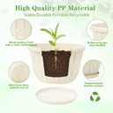Quarut Plant Planters Pots Set of 4 Pack 16 InchLarge Plastic Flower Pot for Indoor Plants with Drainage Holes & Trays, Whiskey Barrel Planters with Saucer for House Outdoor Garden PlantWhite