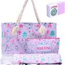 TIASUSAN American Mahjong Tile Set, 166 Pink Tiles, Bag and Mahjong Accessories, 4 All-in-One Rack/Pushers, Mahjong Set Complete