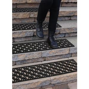 Rubber Stair Treads Non-Slip Outdoor 35”x10” (5-Pack) – Hexagon Anti-Slip Step Mat