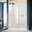 Frameless Shower Door, 36" W 78" H Fixed Shower Glass Panel with Clamps, 3/8" (10mm) Glass Shower Doors, Clear Tempered Bathroom Shower Screen in Polished Chrome Finish (Silver)