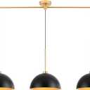 Farmhouse Pendant Lights, 3-Light Black and Gold Dome Pendant Light Fixtures,Industrial Kitchen Island Lighting for Dining Room Bar, E26 Base
