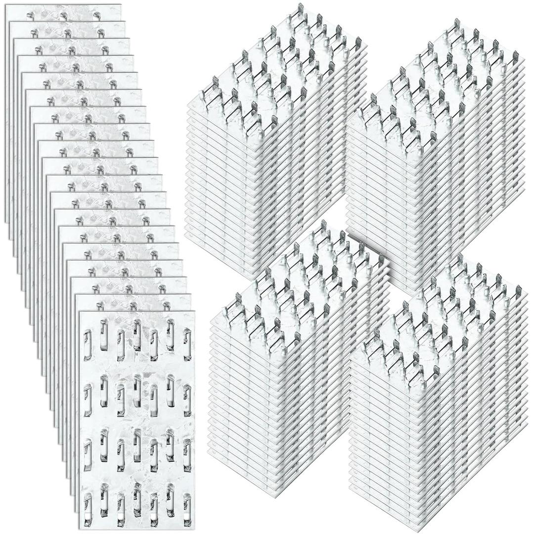 Shimeyao 100 Pcs 2x4 Inch Pronged Truss Mending Plates Galvanized Repair Tie Plates Bracket 1mm Thick Nail Teeth 8mm High for Roofing Wood Trusses Timber Connectors