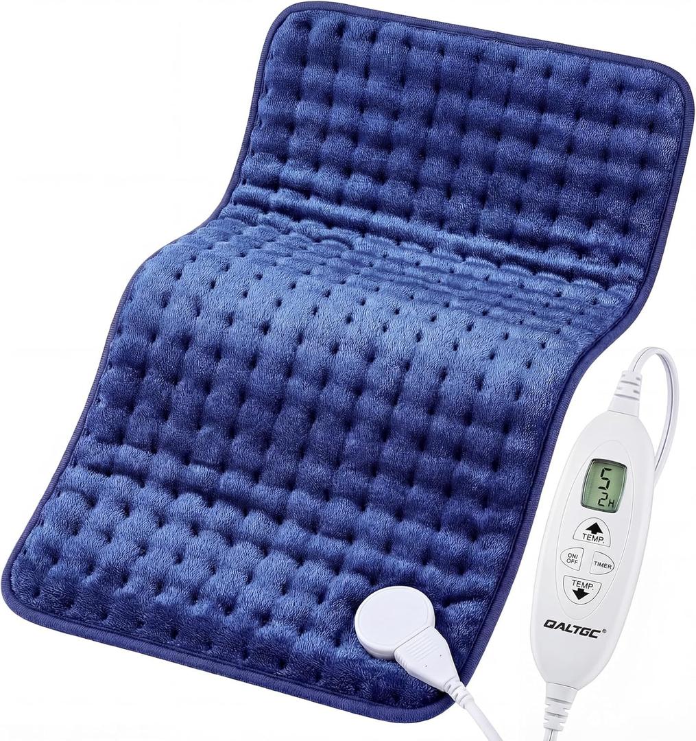 Electric Heating Pad, 2025 Upgraded Dual Mode Controller (Manual and auto Off Mode),Multiple Safety protections, Comfortable Soft, Machine Washable12"x 24" Dark Blue
