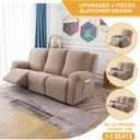 Genina Recliner Cover Stretch Couch Covers, Sofa slipcover for Reclining Couch Thick Jacquard Furniture Protector Washable (Taupe, 3 Seat)