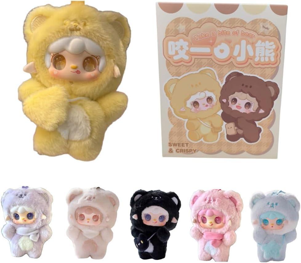 Yooki Plush Kechain Blind Box,take A Bit Small Bear Series Plush Keyring Backpack Pendant Mystery Box Gift